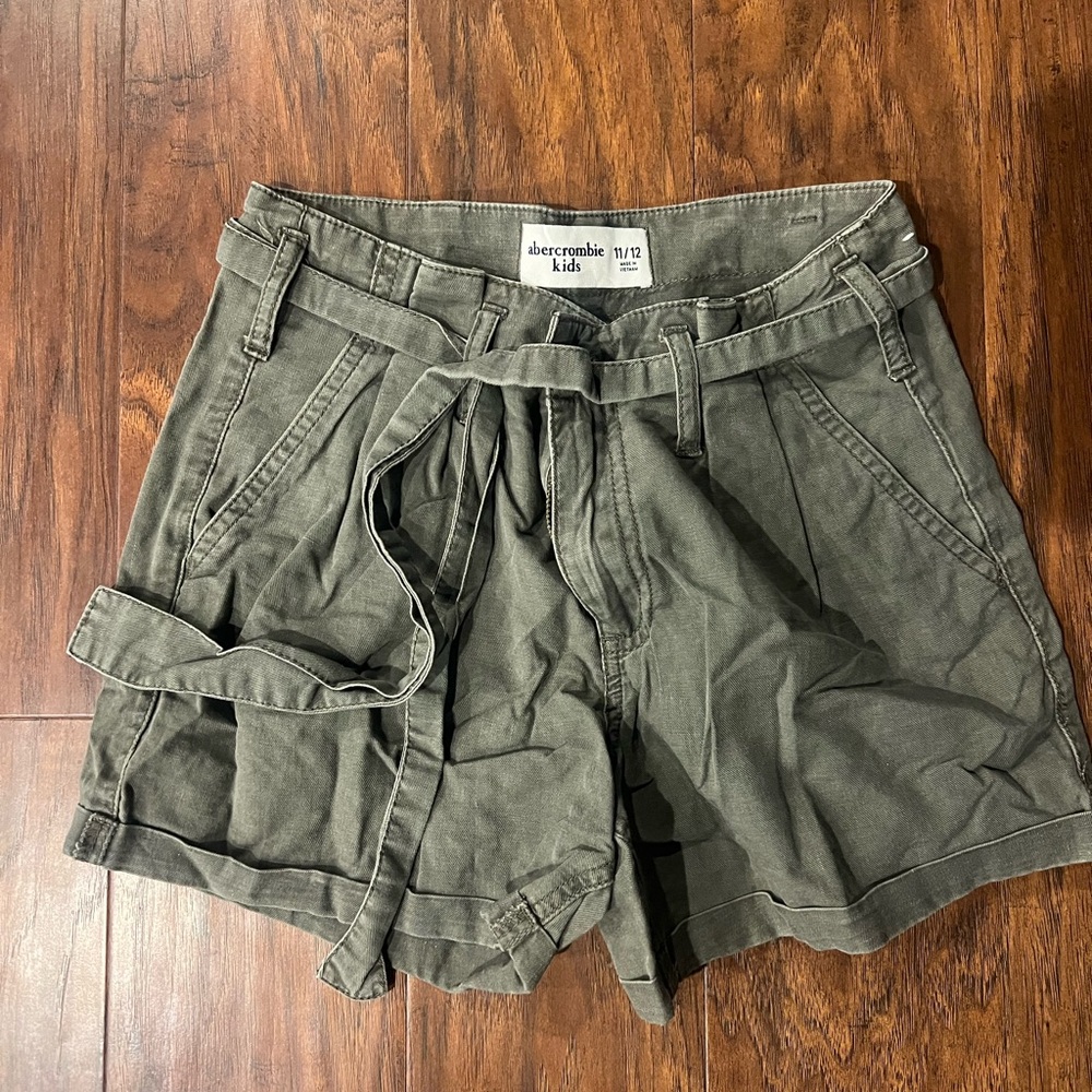 Abercrombie Kids Olive Green Belted Shorts